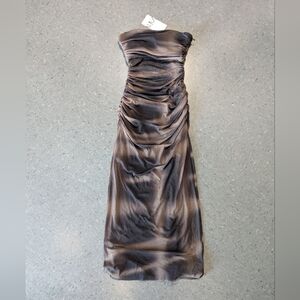 Zara Strapless Brown Ruched Dress NWT Size Medium